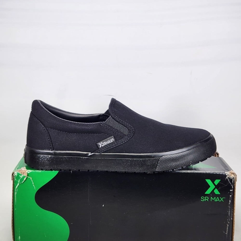 SR Max Southport Slip-On Women Size 8 Black Canvas Skate Work Shoes SRM163